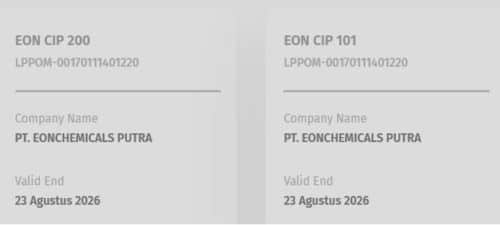 Sertifikat Halal Eon CIP